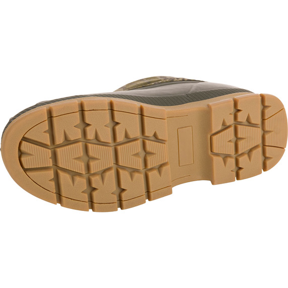 Drake Waterfowl Throwback 80 Waxed Canvas Pull On Duck Boot Heel Image in Mossy Oak Original Bottomland