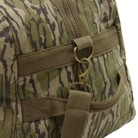 Drake Waterfowl Throwback80 Duffle Bag Buckle Image in Mossy Oak Original Bottomland