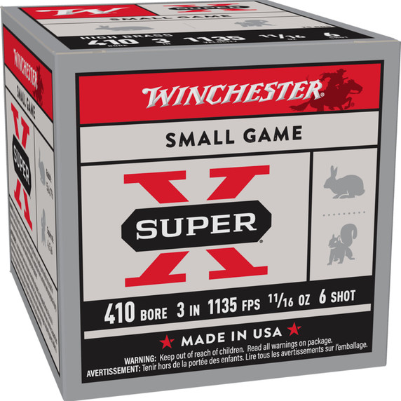Winchester .410 Bore 3" 11/16oz 1135FPS Super X High Brass, Box of 25 shot size 6 image