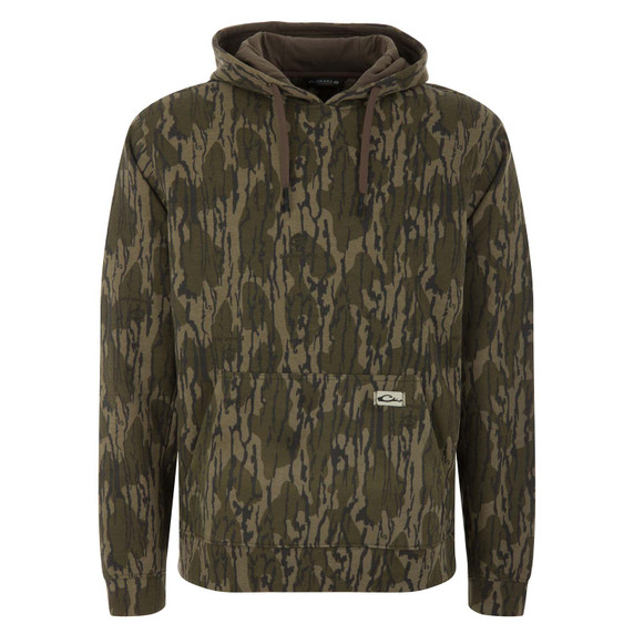 Drake Waterfowl Three End Hoodie Image in Mossy Oak Original Bottomland