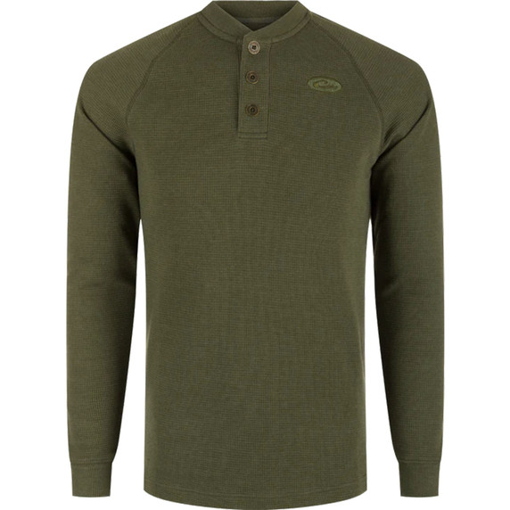 Drake Weston Lakes Waffle Henley Long Sleeve - Kalamata Heather image