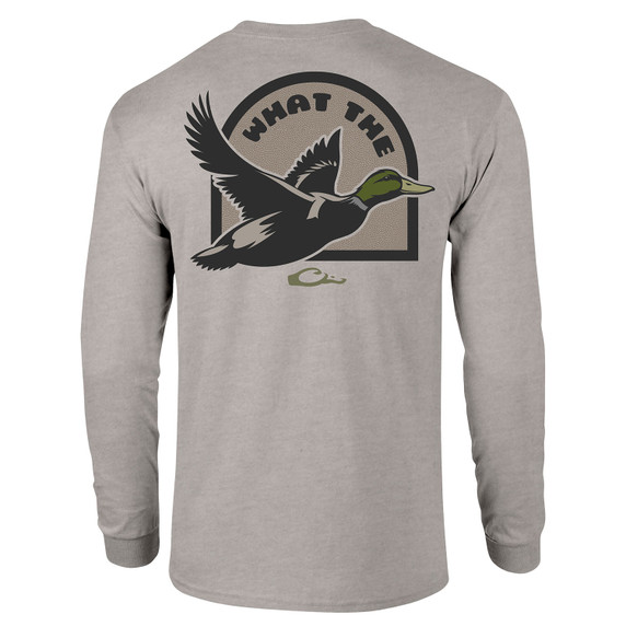 Drake Waterfowl What the Duck Long Sleeve T-Shirt Back Image in Wind Chime