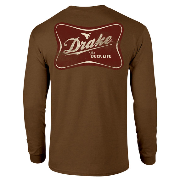 Drake Waterfowl The Drake Life Long Sleeve T-Shirt Back Image in Golden Pecan Dark Heather