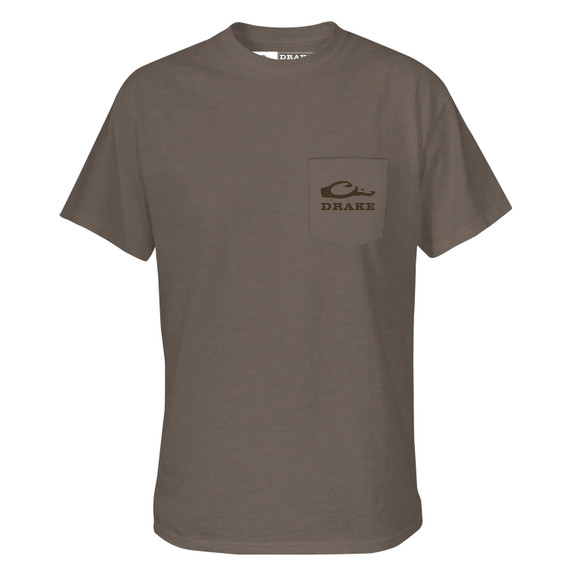 Drake Waterfowl Original Old School Short Sleeve T-Shirt Front Image in Walnut Dark Heather