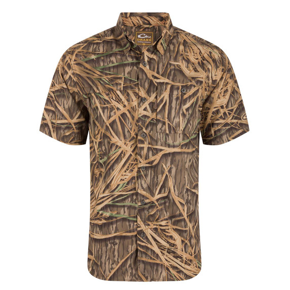 Drake Waterfowl 8-Shot Flyweight Short Sleeve Shirt Image in Mossy Oak Original Shadow Grass