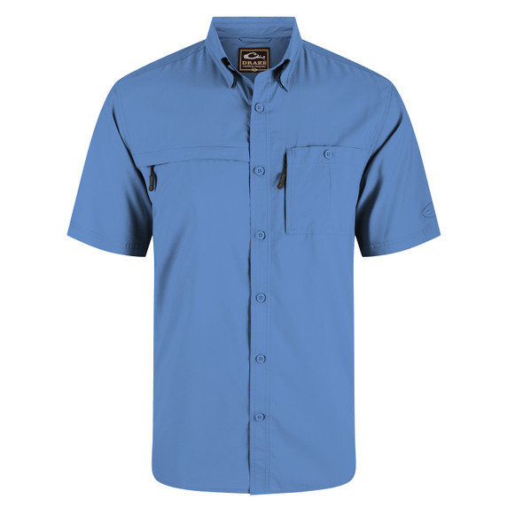 Drake Waterfowl 8-Shot Flyweight Short Sleeve Shirt Image in Provence Blue