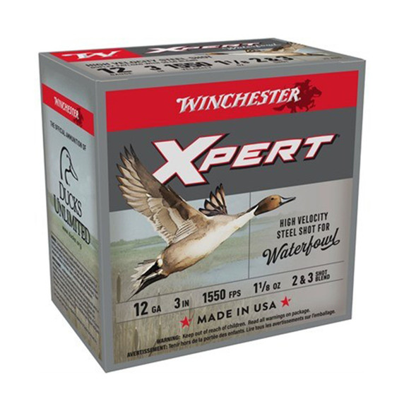 Winchester 12 Gauge 3" 1 1/8 oz. 1550 FPS Xpert Waterfowl High Velocity Steel Shot Box Image
