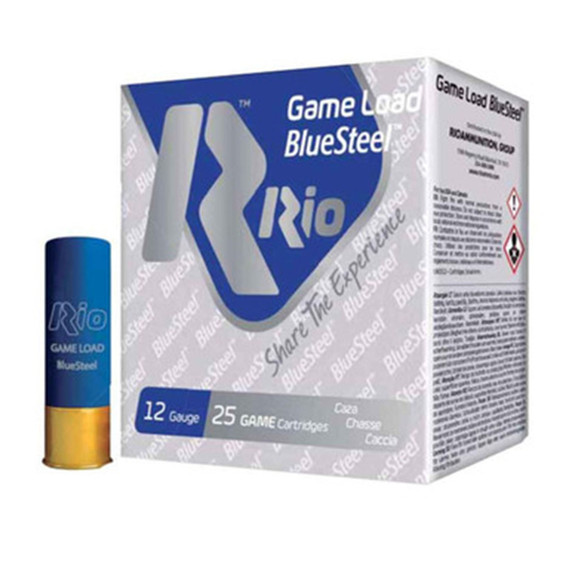 Box Image of the Rio 12 Gauge 2-3/4" 1-1/8oz 1360FPS Royal BlueSteel 32 Steel Game Loads.