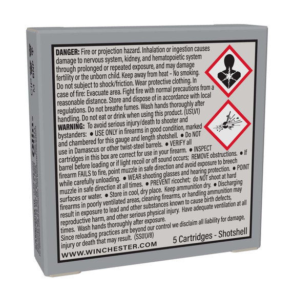 .410 Gauge 2-1/2" 1/5oz 1830FPS Super-X Hollow Point Rifled Slugs Back of Box Image