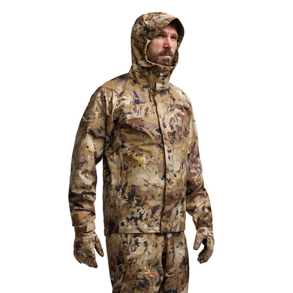 Sitka Delta LT Jacket Model Image with Hood Up