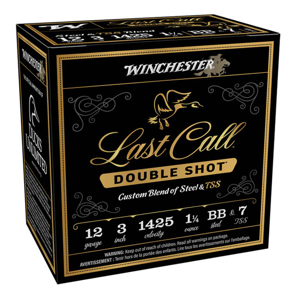 Winchester 12 Gauge 3" 1 1/4oz 1425FPS Double Shot Last Call Custom Blend of Steel and TSS Waterfowl Loads