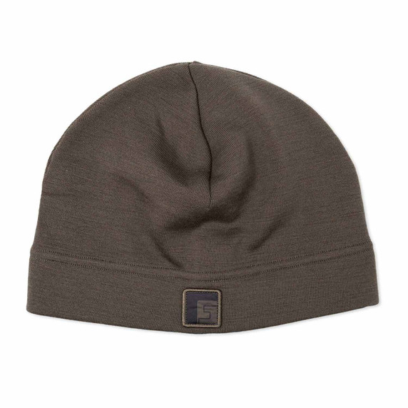 side image of Biome 350 Merino Wool Beanie in brown.