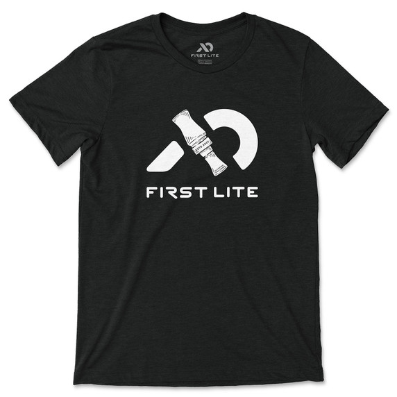 Back Image of the First Lite Duck Call Logo Shirt in Black