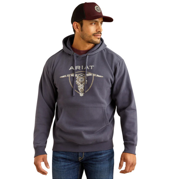 Southwestern Longhorn Hoodie Image in Odyssey Grey