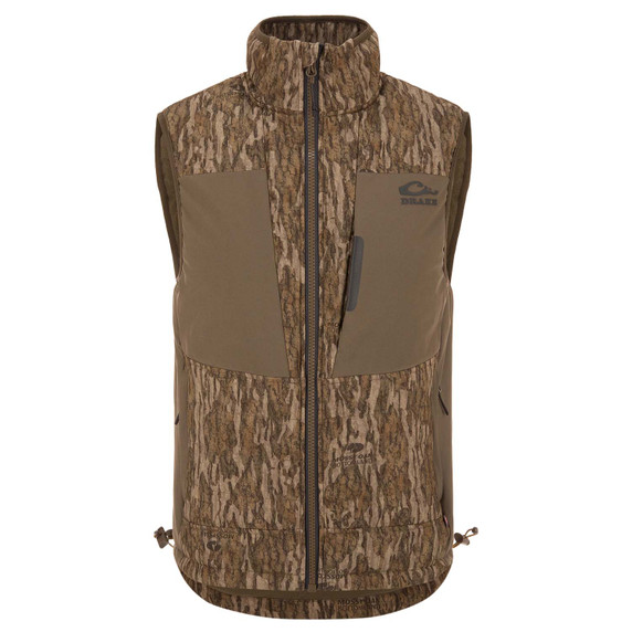 Drake Waterfowl LST BMF Vest with Primaloft Image in Mossy Oak Bottomland