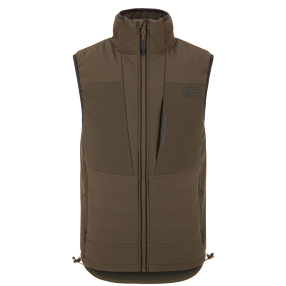 Drake Waterfowl LST BMF Vest with Primaloft Image in Green Timber
