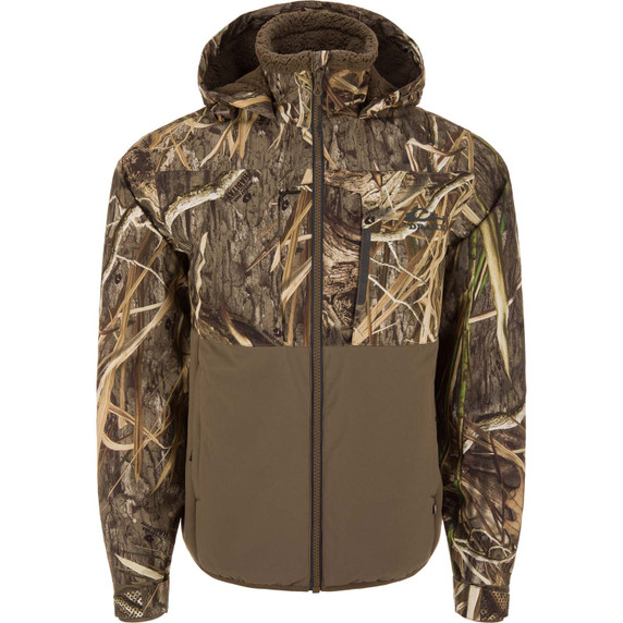 Drake Waterfowl LST BMF Eqwader Full Zip Jacket Image in Mossy Oak Habitat