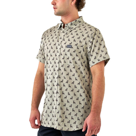 Burlebo Performance Button Up Whitetail Deer Green image