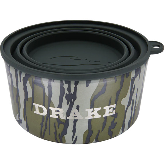 Drake Team Gun Dog Insulated Stainless Steel Dog Bowl with Lid image in Mossy Oak Original Bottomland