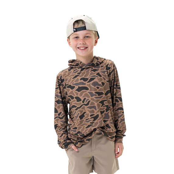 Burlebo Youth Performance Hoodie in Gauge Camo front image