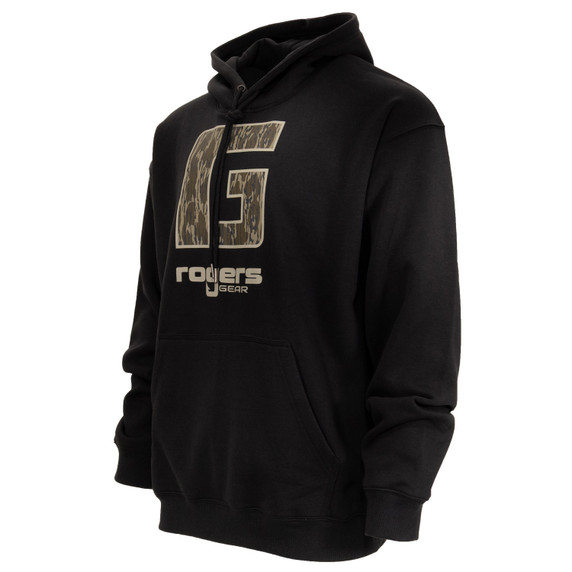 Angled Image of the Rogers OG Mossy Oak Bottomland Rogers Gear Hoodie.