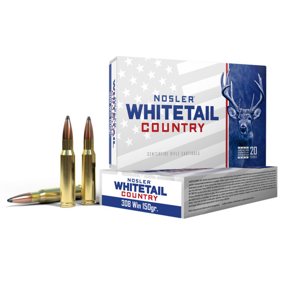 Nosler 308 Winchester 150 Grain Solid Base Whitetail Country Rifle Ammunition Box Image