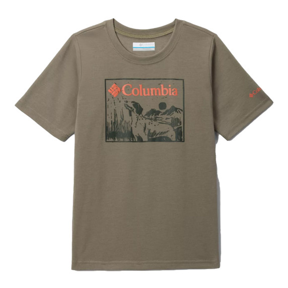 Columbia Youth La Poudre Pass Short Sleeve T-Shirt image in Stone Green-Furry Friend