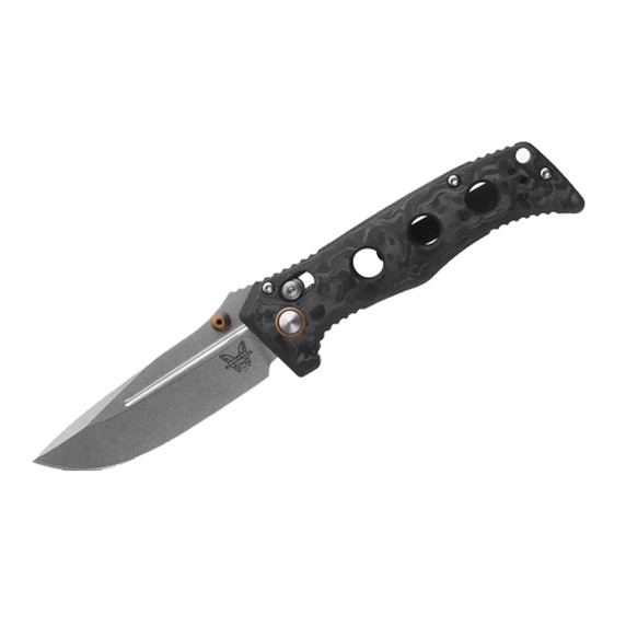 Benchmade Mini Adamas Marbled Carbon Fiber Folding Knife Left Side Image