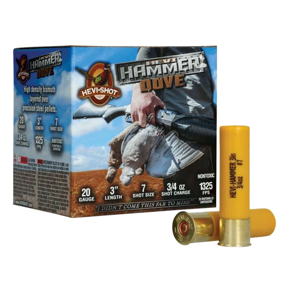 Front Box Image of the HeviShot 20 Gauge 3" 3/4oz 1325 FPS HEVI-Hammer Dove Non-Toxic Loads.