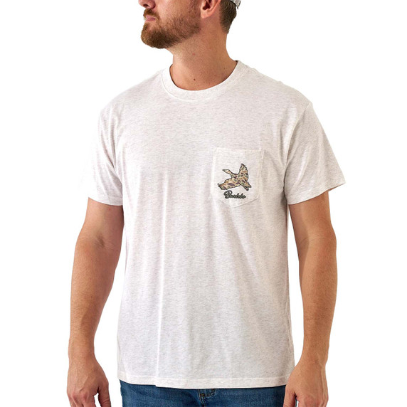 Burlebo Short Sleeve Tee Flying Pintail Camo Duck, Oatmeal front image