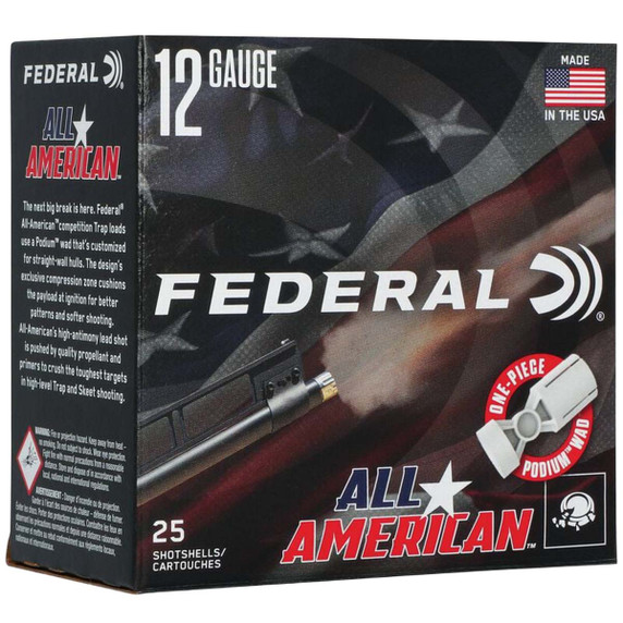 Federal 12 Gauge 2 3/4" 1 1/8oz 1250FPS All American Game & Target