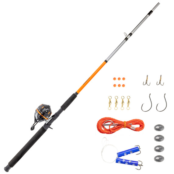 Zebco Ready Tackle Catfish 7ft 2-Piec e Medium Heavy Spincast Combo with Eagle Claw Tackle
