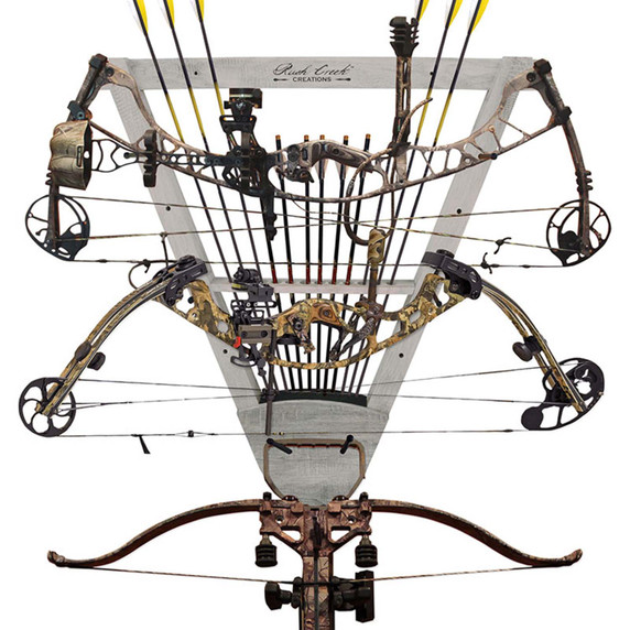 Rush Creek Crossbow & Compound Bow 12-Arrow Wall Storage Rack, Barn Wood image
