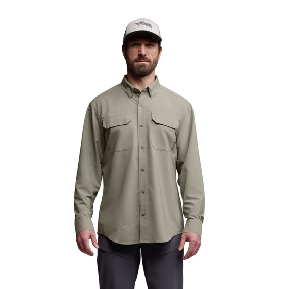 Front Model Image of the Sitka Rossby Long Sleeve Shirt.