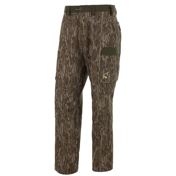 Image of the Drake Waterfowl Ol' Tom Tech Stretch Turkey Pants in Mossy Oak Bottomland