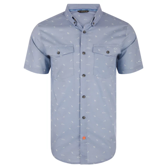Image of the Drake Cotton DDD Print Button-Down Shirt in Rain Washed
