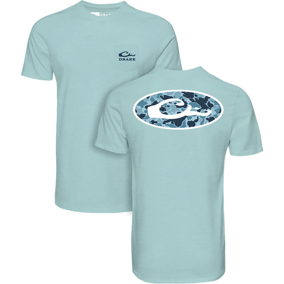 image of Drake Youth Old School Oval T-Shirt in beach glass light heather.