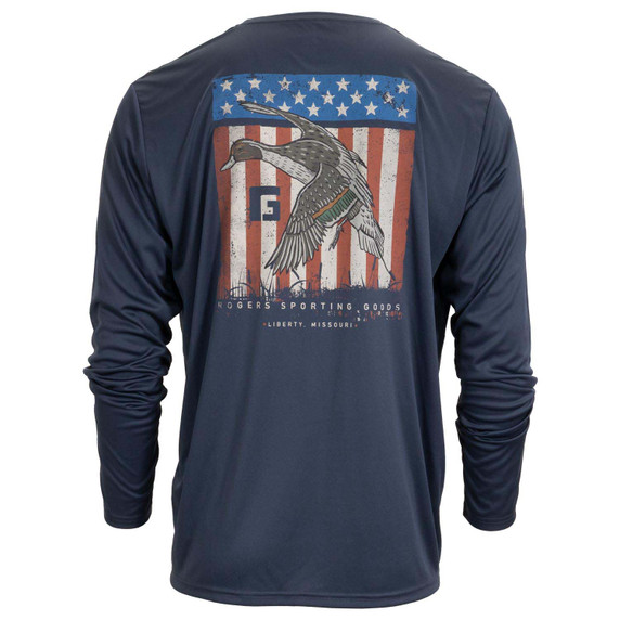 Image of Rogers Patriotic Pintail Moisture Management Long Sleeve Tee in Spellbound