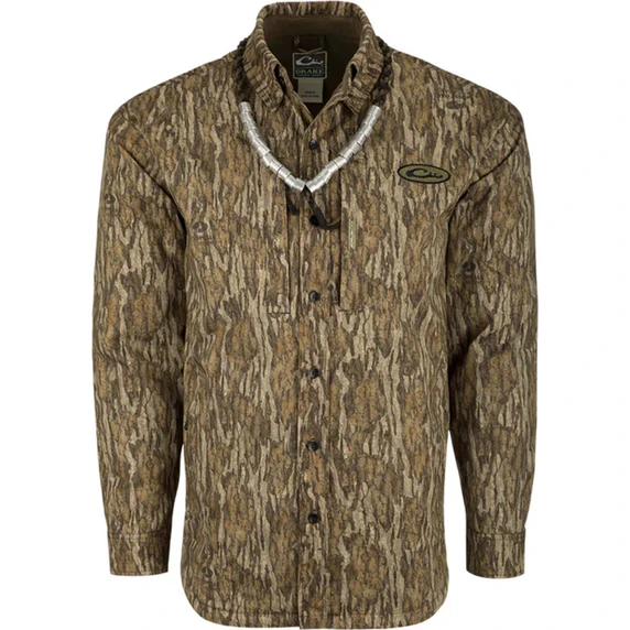 Image of Drake MST Fleece-Lined Guardian Flex Jac-Shirt in Mossy Oak Bottomland.