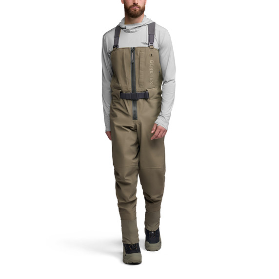 Front Model Image of the Sitka CrossCurrent Zip GTX Stockingfoot Wader.