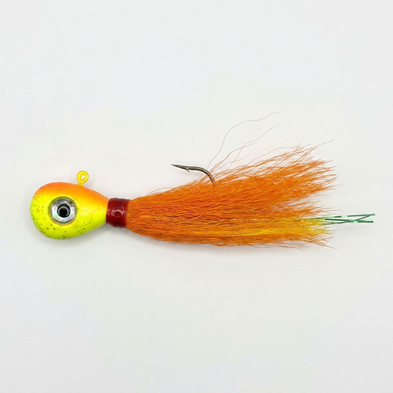 Head Hunter Lures Kidney Bucktail Jig in Chartreuse Orange