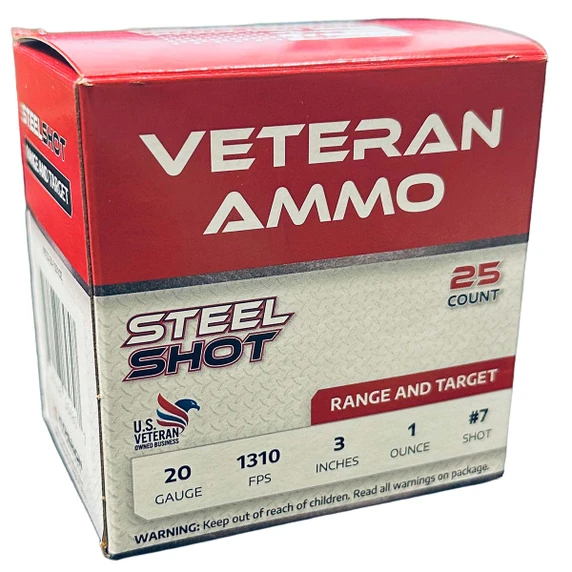 Image of Veteran Ammo 20 Gauge 1oz 3" 1250FPS Steel Range & Target Loads.