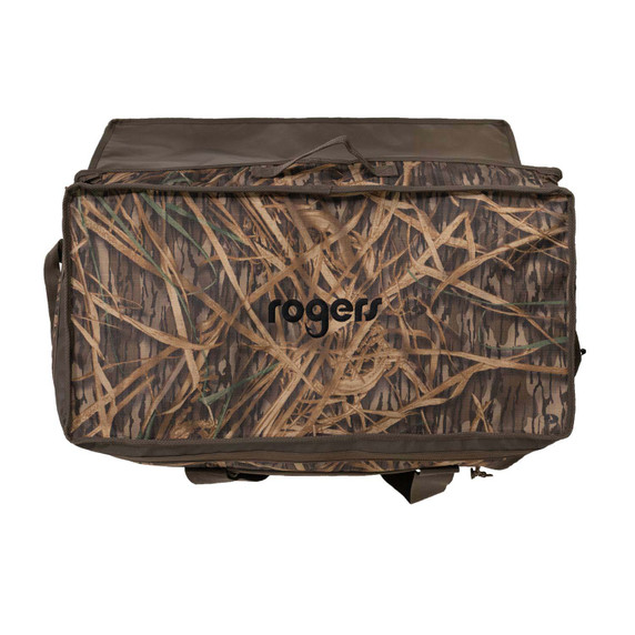 Top flap image of the Rogers Elite Camo Duffel Bag.