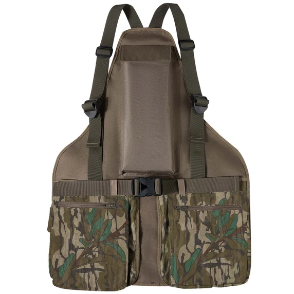 Front Image of the Drake Waterfowl Throwback 80 Turkey Vest in Mossy Oak Greenleaf.