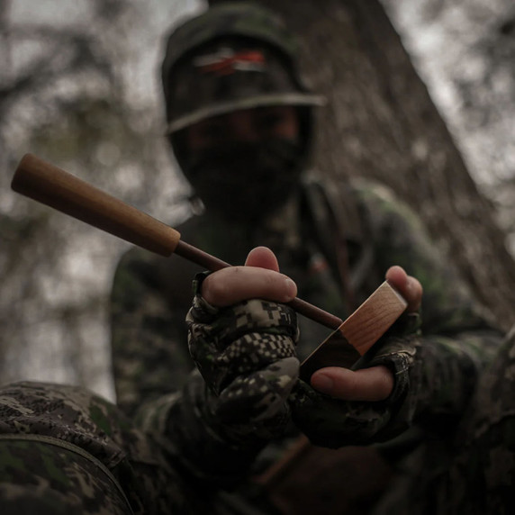 Mood Image of the Power Calls Heritage Series Crystal/Walnut Pot Call.