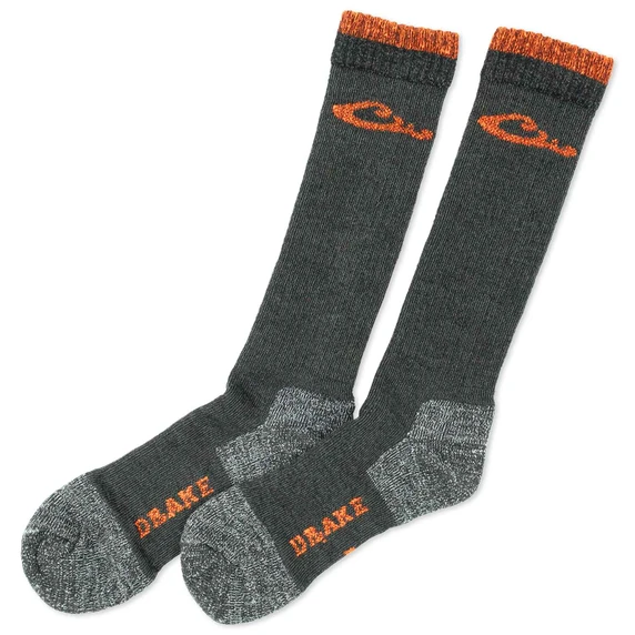 Image of the Drake Midweight Merino Wool Tall Olive Boot Sock.