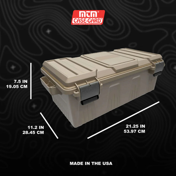 Dimensions image of the Case Gard Ammo Crate Divided Utility Box.