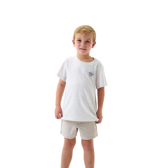 Front image of the Burlebo Youth Eagle Outdoors Short Sleeve Tee in Oatmeal.