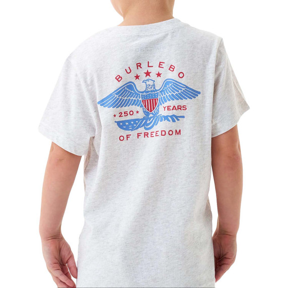 Back image of the Burlebo Youth Eagle Outdoors Short Sleeve Tee in Oatmeal.
