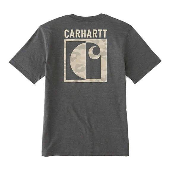 Image of the Carhartt Irvine Relaxed Fit Block Camo T-Shirt in Carbon Heather